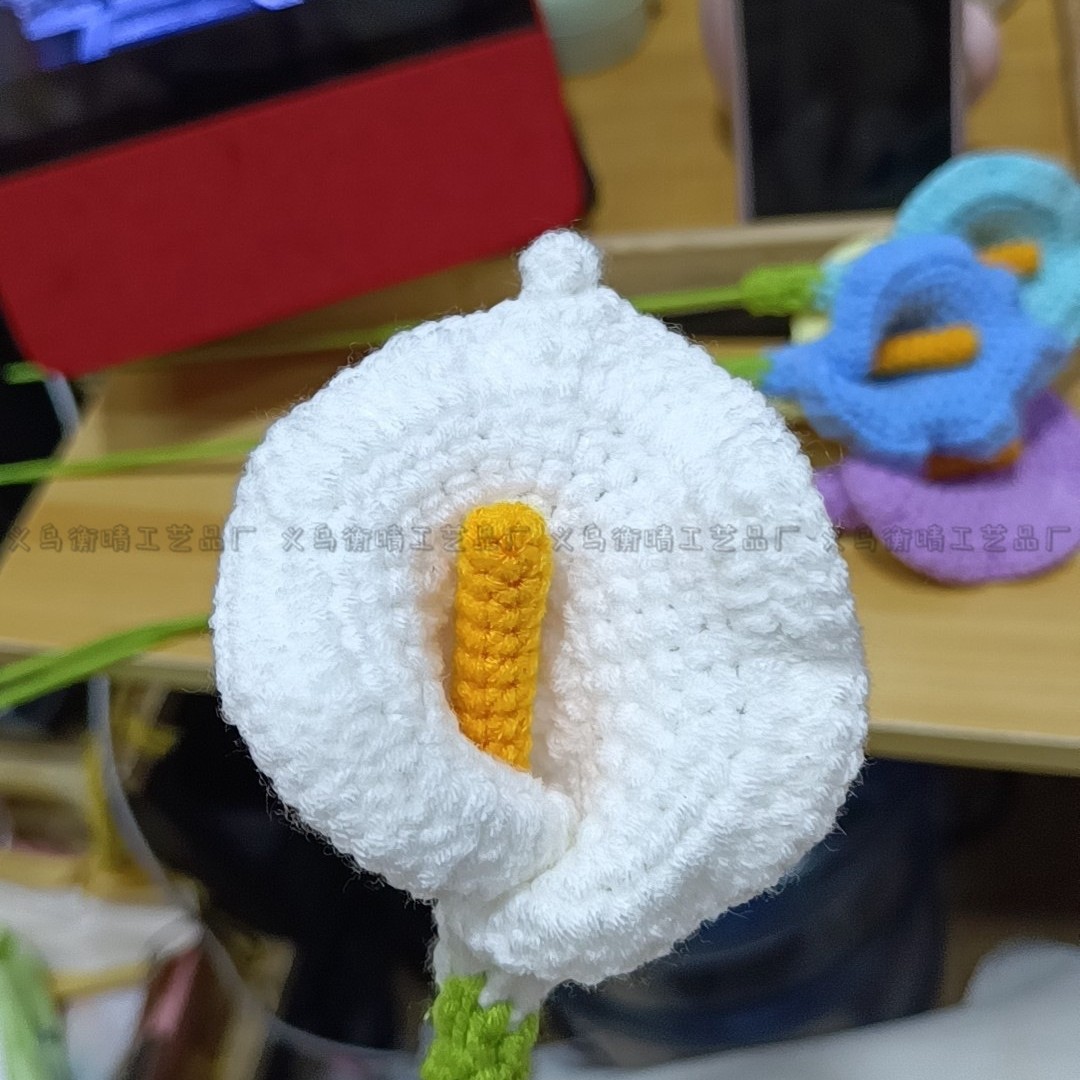 Lily tejido a mano acabado rosa Lily Tulip flor artificial lana ramo regalo