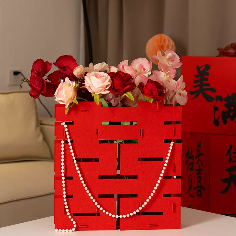 立体喜字摆件婚房布置婚礼订婚男方卧室摆台结婚新房装饰用品大全