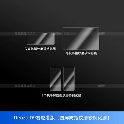 Console Protective Film Screen Tempered | Car interior film - denza-d9-right-hand-drive-hong-kong-version-four-screen-anti-fingerprint-frosted-tempered-film