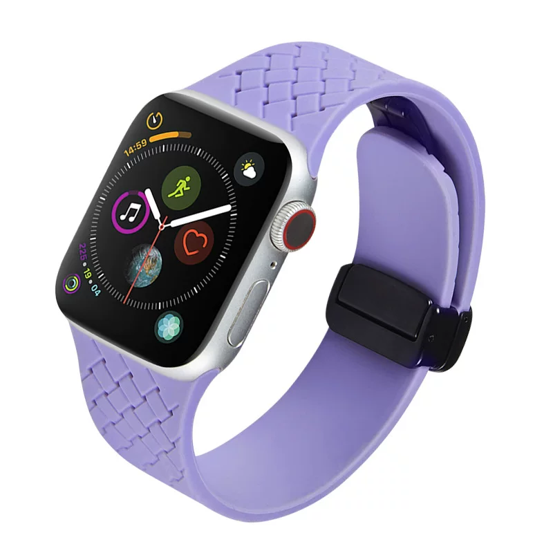 Подходящие браслеты Apple Watch 8 Ultra 49 мм плетеный складной магнитный всасывающий силиконовый ремешок
