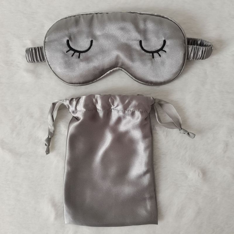 漫画のまつげのシミュレーションの糸の子供の3-12歳の専用の睡眠の遮光のかわいい刺繍の桑のシルクのアイマスク|undefined