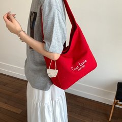 韓国東大門キャンバスバッグイン刺繍レターショルダーバッグ大容量スクールカジュアルトートバッグ外国貿易