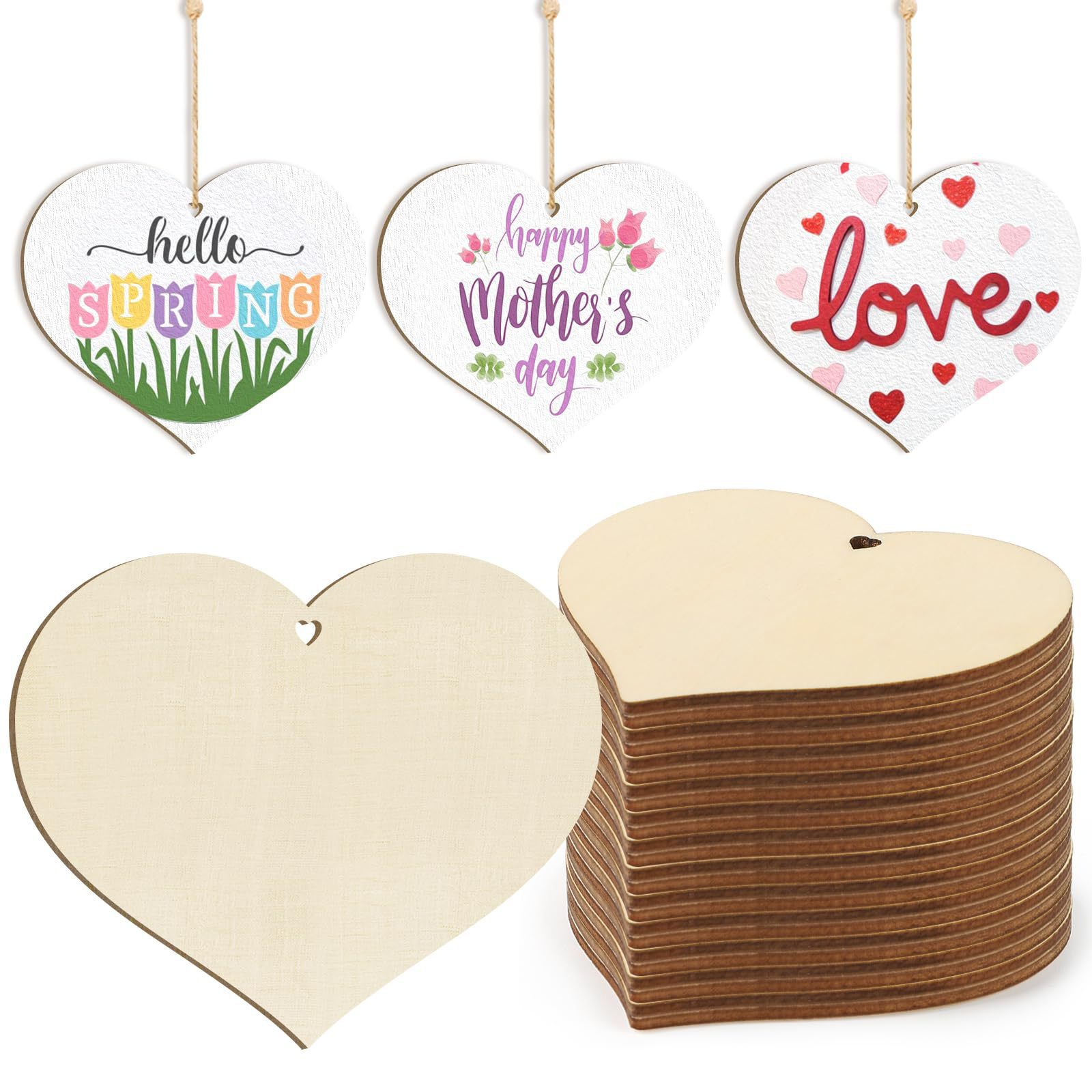 Heart-shaped template DIY handmade wedding decoration love wood chip wooden peach heart graffiti patch cross-border hand-painted wood board