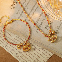 金店同款沙金铃铛跑环摇摇木马项链新中式高级感百搭小马红绳手链