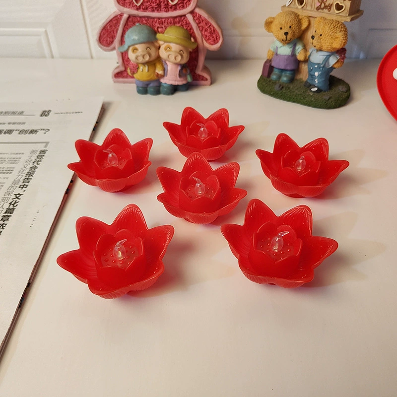 Электронный светодиодный светильник-симуляция Lotus для передней свечи Будды в храме Гуаньинь Бодхисаттвы Faile Battery Shake Lotus Lantern