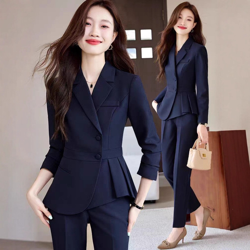 Padded Thickened Suit for Female College Students, Autumn and Winter Professional Outfit, Elegant Front Desk, Beauty Salon, Hotel Reception Work Uniform Padded Thickened Suit for Female College Students, Autumn and Winter Professional Outfit, Elegant Front Desk, Beauty Salon, Hotel Reception Work Uniform