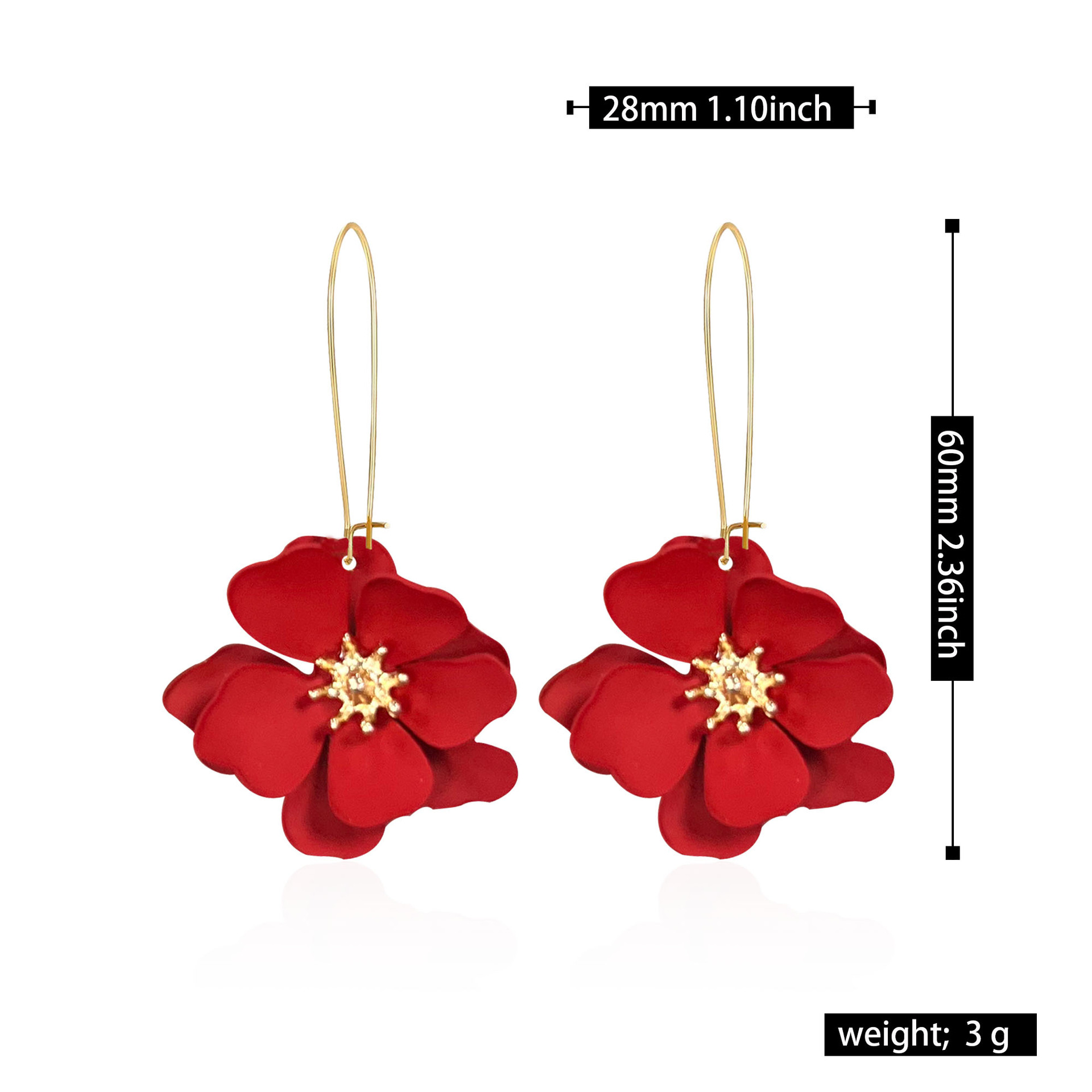 1 Pair Vintage Style Simple Style Flower Spray Paint Plating Metal Drop Earrings display picture 1