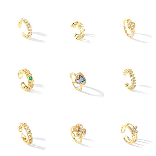 Korean style simple micro-paved zircon ring for women niche design high-end open ring ring hot girl hand jewelry wholesale