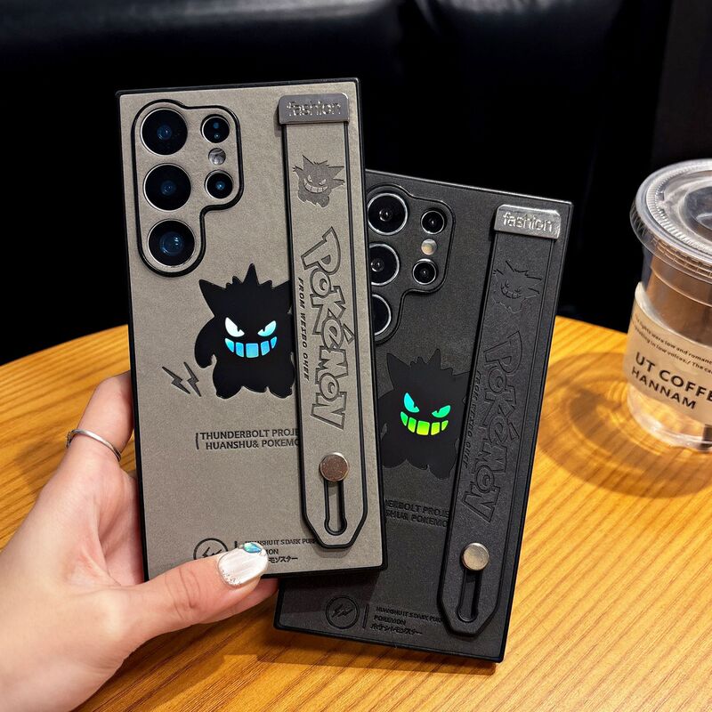 For Samsung S23 wristband mobile phone case S22ULTRA protective cover couples laser-dust net Geng ghost 24U