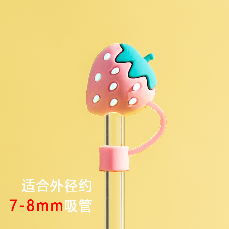 Tapa de paja de vidrio a prueba de polvo protección del medio ambiente linda chica tapa de paja accesorios universales enchufe a prueba de polvo enchufe de polvo de dibujos animados