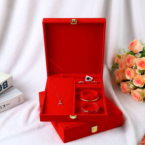 Factory Wholesale High-Quality Red Velvet Lucky Lock Five-Piece Set Bridal Wedding Engagement Jewelry Set Wedding Celebration Gift Box