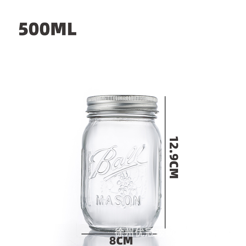 Tarro de albañil de vidrio transparente tarro sellado de la tarro de la ensalada de verduras nueces productos secos de embalaje de almacenamiento de vidrio al por mayor