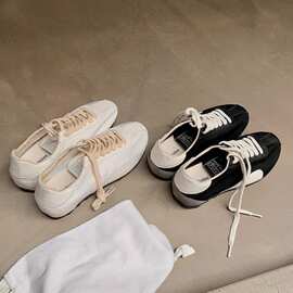 真皮复古简约德训鞋女2026新款百搭休闲运动鞋平底小白鞋阿甘鞋女