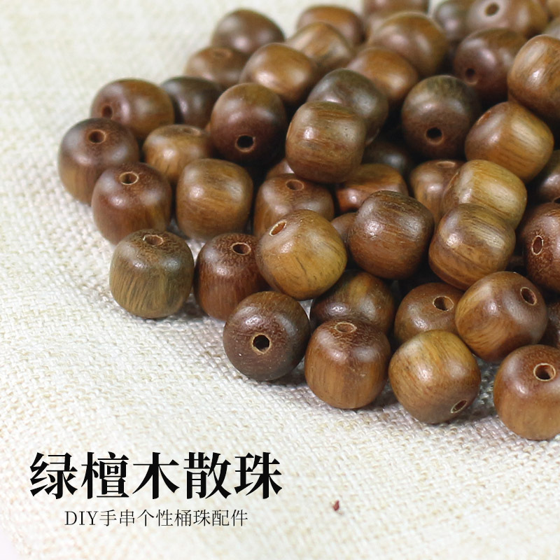 Factory wholesale green sandalwood loose beads personality barrel beads 7*8MM old DIY bracelet accessories beads natural fragrance