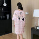Yao Ting Simple Casual Loose Spring and Summer New Home Clothes Color Crewneck Nightdress Age-reducing Pajamas 3523