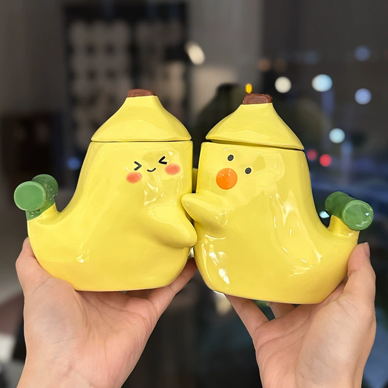 Керамическая кружка Jiaojiao с крышкой, прозрачная, милый забавный стакан, стиль Ins, подарок ко Дню святого Валентина, рекомендовано Xiaohongshu
