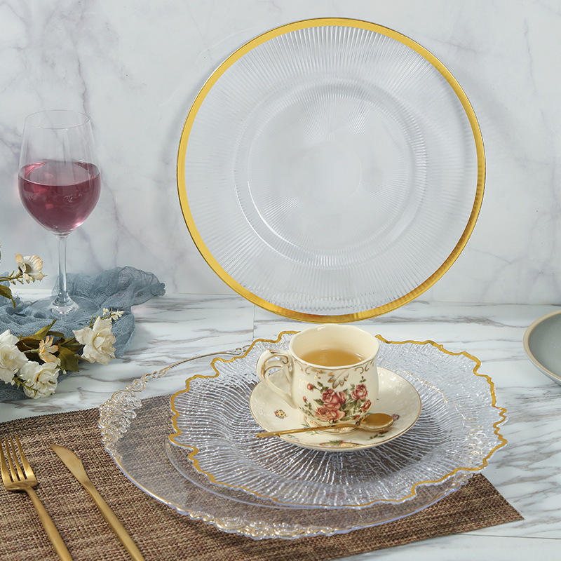 Foreign Trade Supply Charger Plate Plastic Plate Disposable Transparent Craft Decorative Plate Hotel Plate