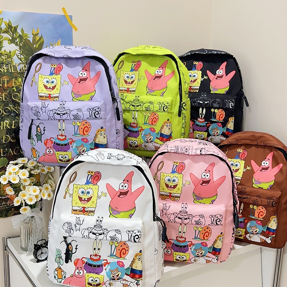 新款印花通勤大容量休闲男女同款双肩背包卡通个性学生包可爱卡通