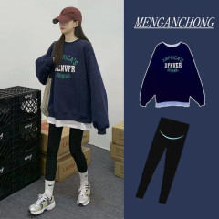 秋冬の妊婦の上着のネットの赤い秋の服のスーツのファッションの金の秋冬の新型のベルベットのガードルの春秋の中で長いタイプです。