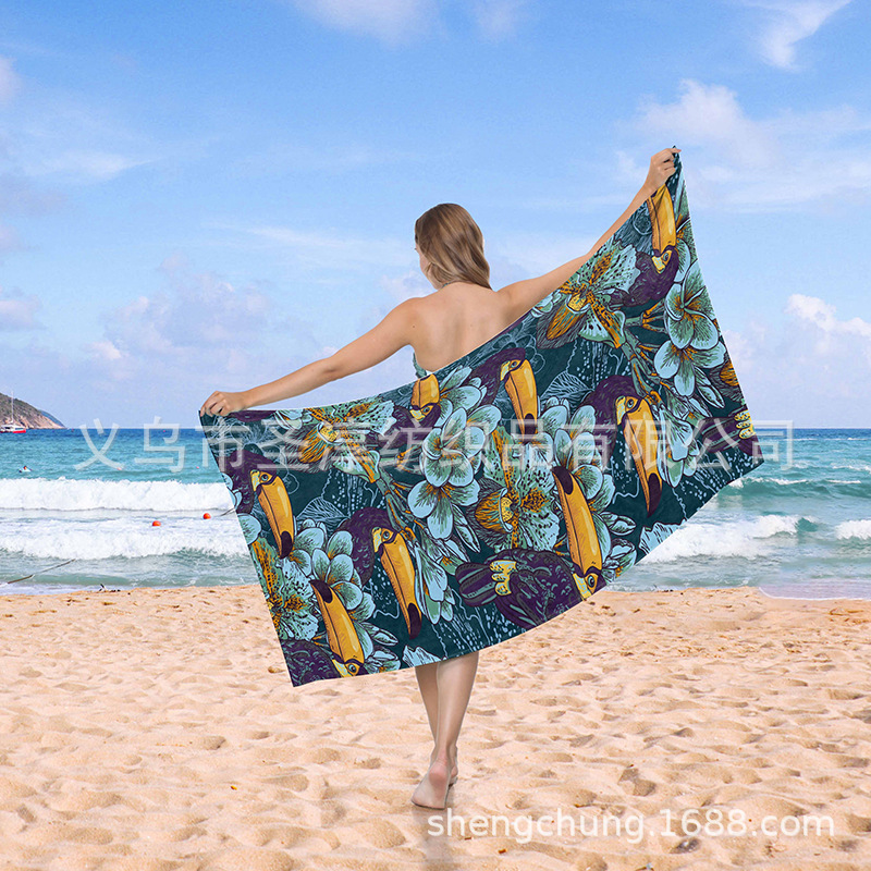 Toalla de baño de secado rápido de verano de una sola cara de impresión Toalla de playa para adultos microfibra cómoda arena antiadherente Toalla de baño grande