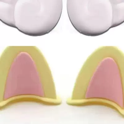 Motosiklet kaskı (dəbilqə): cute decorative stickers, helmet - yellow-pink-cat-ears-a-pair