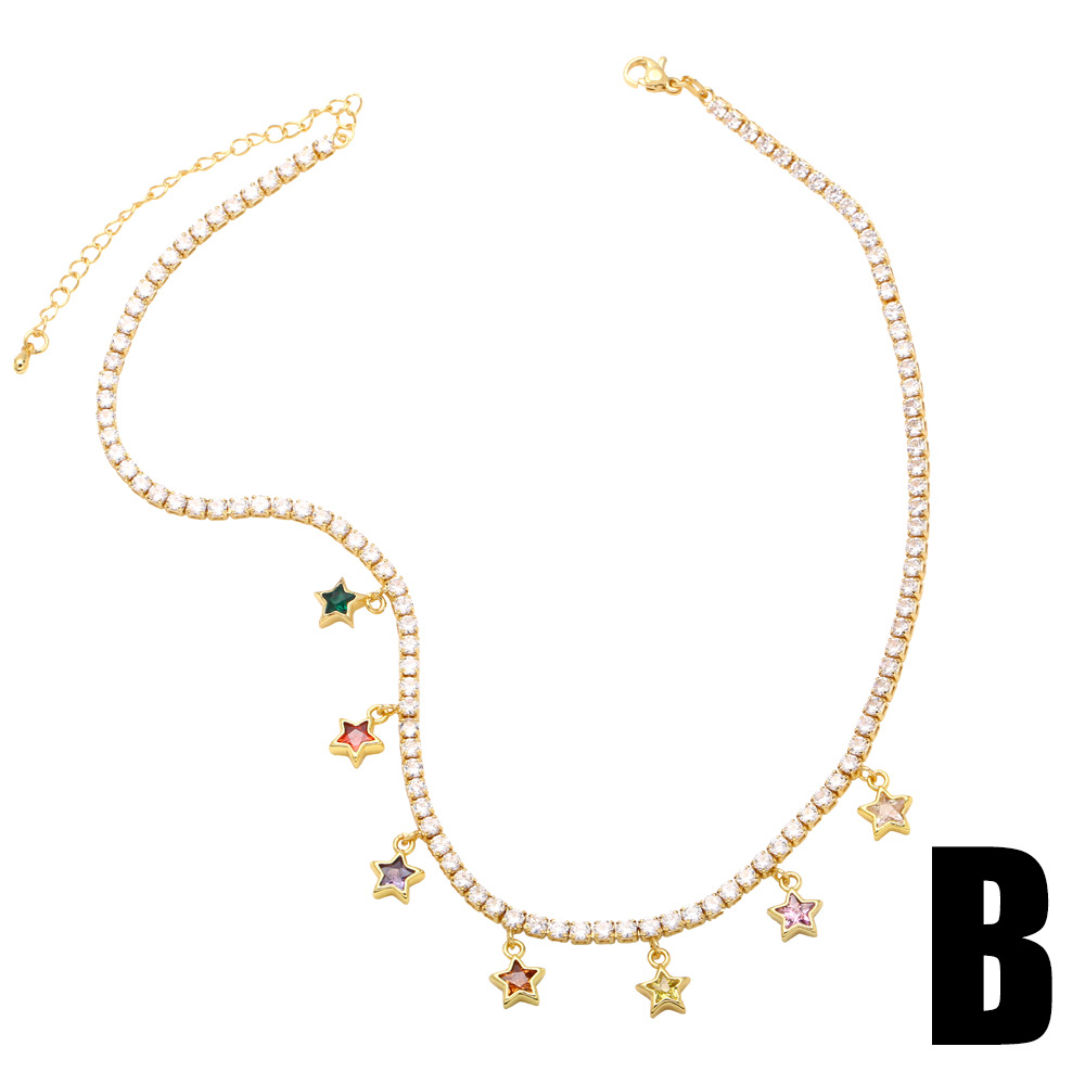 Fashion Copper Heart shape Necklace Zircon Copper Necklaces