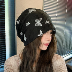 女性用帽子、ニッチデザイナー刺繍蝶パイルハット、女性用夏韓国版インコールドハット、顔見せ小月帽子