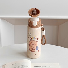 2025 新しい Capibala 直飲み魔法瓶カップかわいい子供の見栄えの良い学生ポータブル漫画クマ水カップ