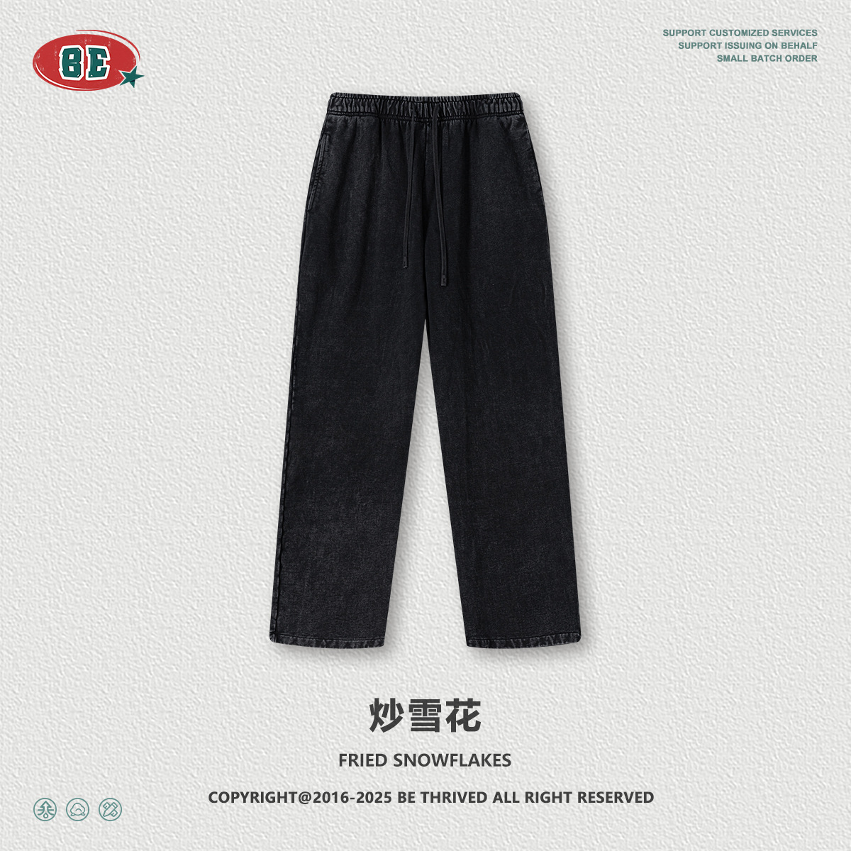 Be Hombres| 2025 otoño retro callejera pesada 480g hacer vieja camiseta azul pantalones casuales de moda masculina