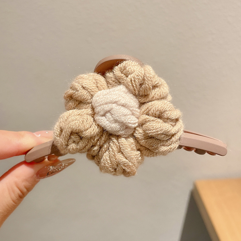Clip de felpa para mujer, sensación de alto nivel, horquilla de pelo grande, mucho clip de tiburón, temperamento de otoño e invierno, horquilla, tocado