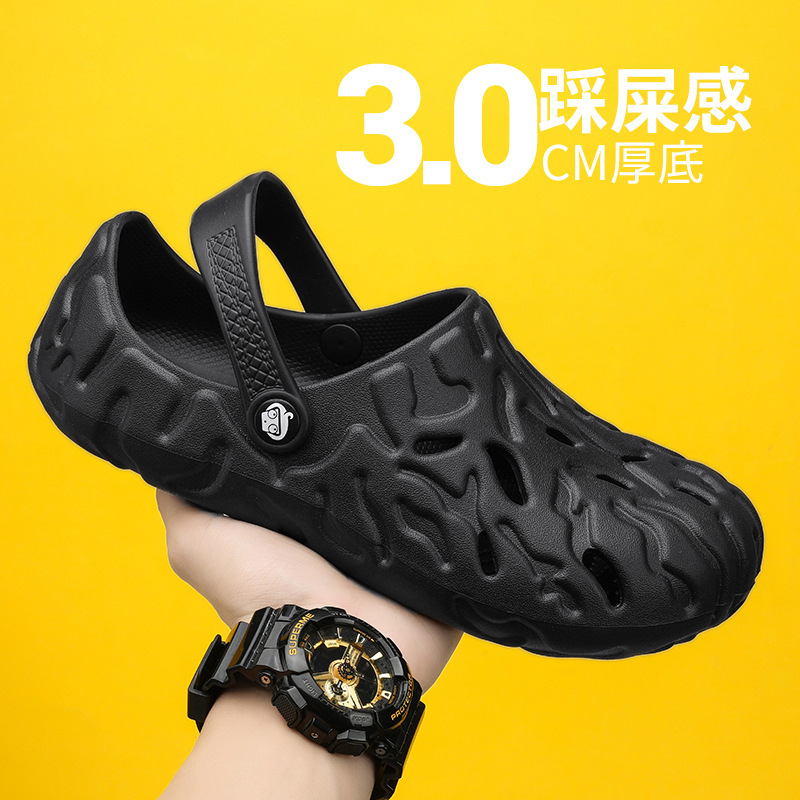 Plus Size 49 Hole Shoes Men's Summer Outer Wear Men's Baotou Slippers Shoes Driving Outdoor Fashion Beach Shoes