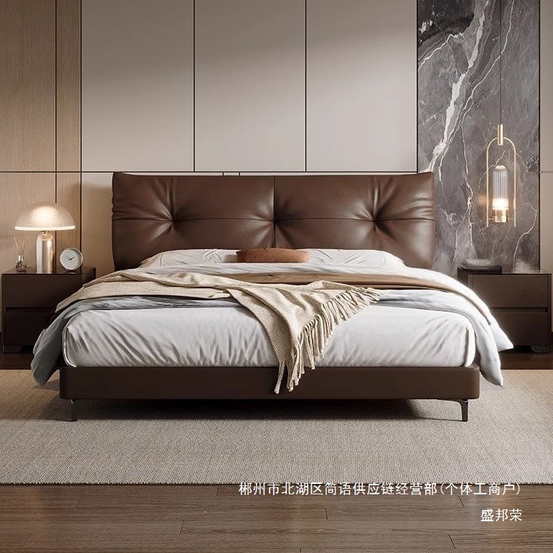 Fábrica directa italiana cama minimalista atmósfera dormitorio principal doble cama de lujo moderna simple 2026 nueva cama individual Otros