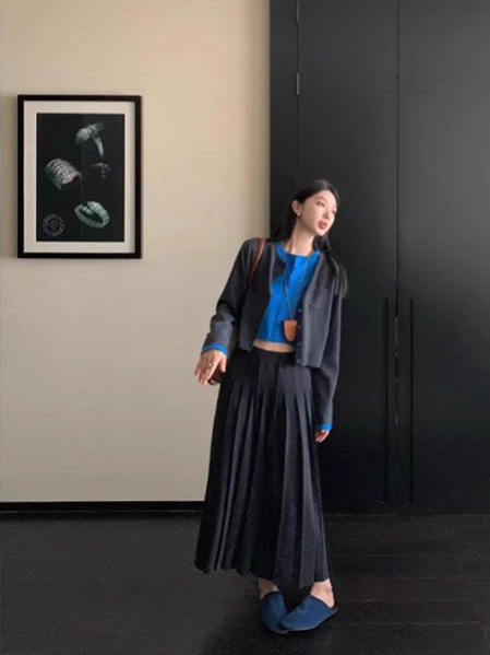 假两件撞色拼接针织开衫女早秋季韩系氛围感穿搭毛衣外套长袖上衣|undefined
