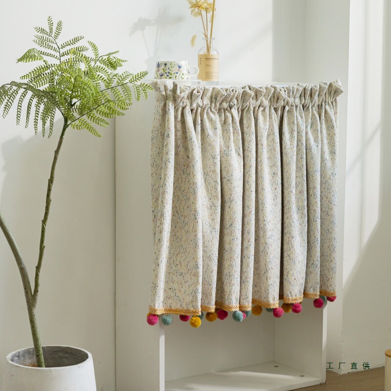 Children's Room Dopamine Cotton and Linen Short Curtains, Cabinet Curtains, Washing Machine Curtains, Privacy Curtains, No-Drill Adhesive Rail, Cabinet Cover Curtains