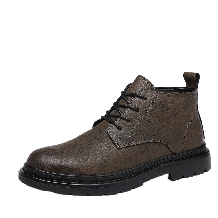 Мужская обувь и высокие туфли, весна-осень, новые мужские кожаные ботинки в британском винде, мужские Ботинки Martin на флисовой подкладке, Ботинки Martin из двух хлопка