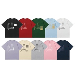 GA半袖Tシャツ、プリント文字入り、ラウンドネック、純綿、ゆったり、カジュアル、男女兼用、カップル同型、トレンド、多用途