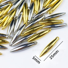 5*25mm水滴双尖吊针珠朋克水镀银色金色串珠服装箱包头饰配件吊坠