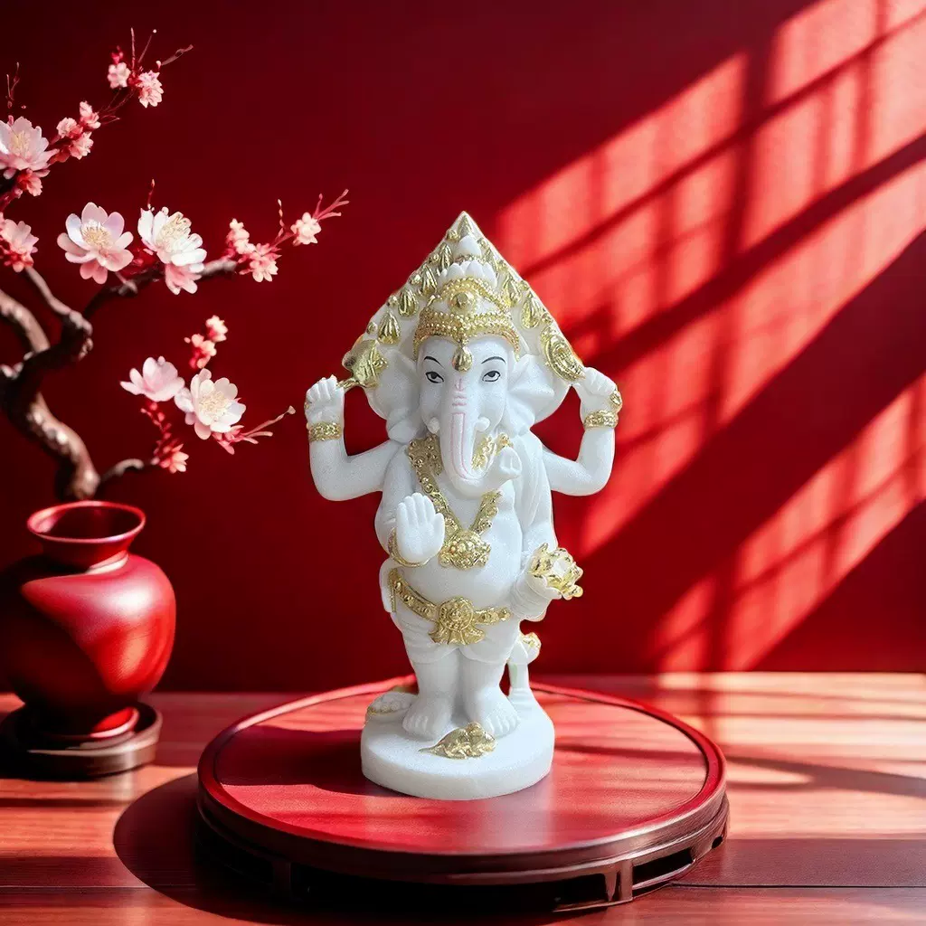 跨境供货站立象神摆件Ganesha象鼻财神树脂工艺日本泰国印度佛像