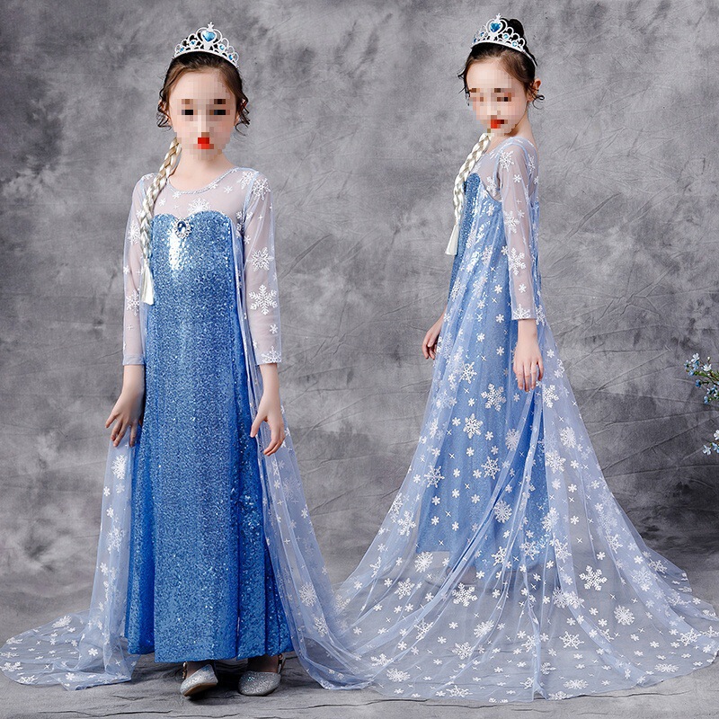 Elsa Princess Dress Girls Elsa Birthday Dress Ice and Snow New Summer Dress Children's Frozen Dress