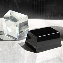 黑水晶梯形底座正方體長方塊水晶玻璃底座白胚彩色方體磚圓柱配件