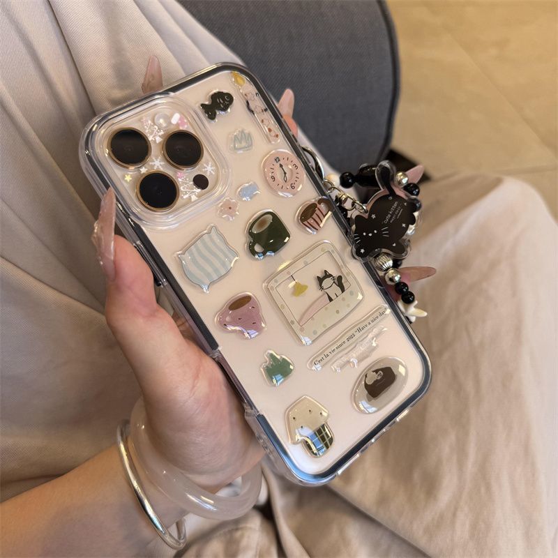 かわいい黒猫ステッカーチェーン Huawei 社 mate60pro 携帯電話ケース P70/P60/P50 新しい mate70pr に適しています|undefined