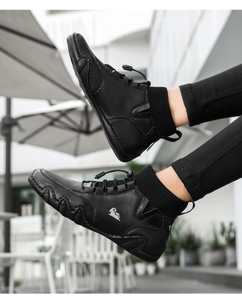 Bốt Martin cổ vừa unisex kiểu dây thun, đế bằng, form rộng — C8005 kaki, C8005 màu xám, C8005 màu đen, C8005M kaki lót nhung chi tiết 17