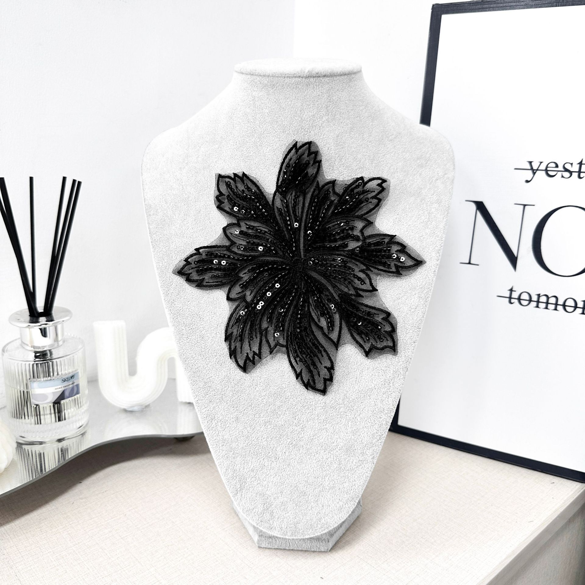 Costura a mano de cristal flores de diamante DIY Lolita Oganza vestido de mujer tocado de cabeza accesorios encaje bordado tridimensional