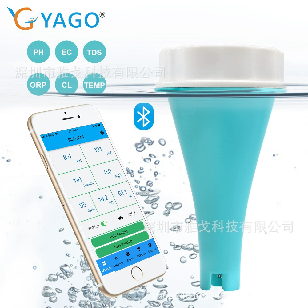 Bluetooth-соединение, детектор качества воды «шесть в одном» с остаточным хлором PH/EC/TDS/ORP/CL, тест качества воды в бассейне с остаточным хлором