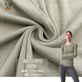 涤2*2罗纹拉架 全涤弹力坑条针织面料打底衫下摆袖口背心玩具布料