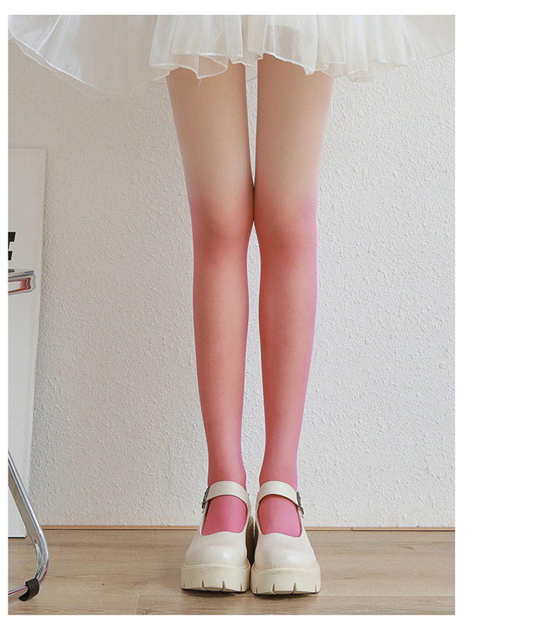 Women's Fashion Gradient Color Cored Wire Spandex Patchwork Tights A Pair display picture 8