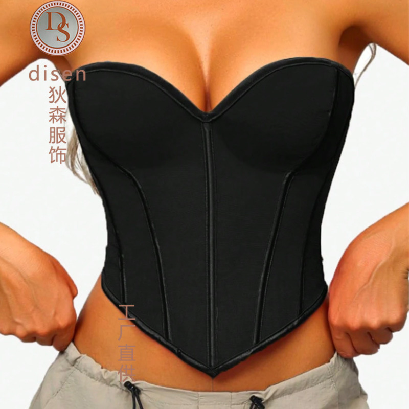 Encuentro de nuevo estilo europeo y americano V-coasted body-shaped inns sexy corsé corte cintura apretada mujer body-shaped top