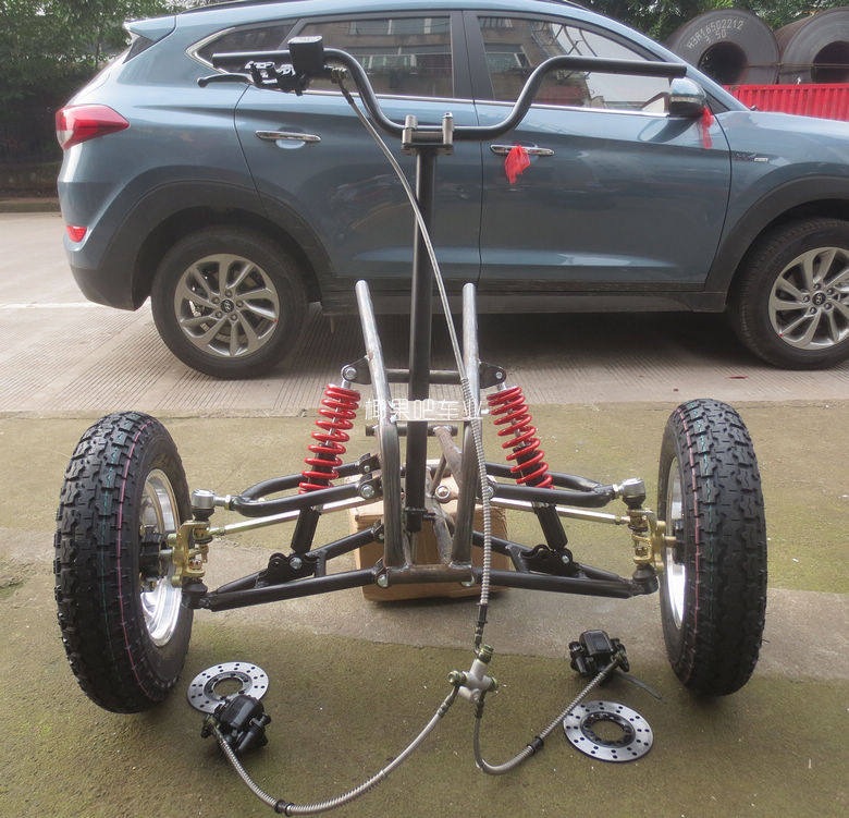 Modified Three-Wheeler and Four-Wheeler Electric Vehicle Parts, Go-Kart Handlebar Steering, Front Suspension Steering, 4.00-10 Tires