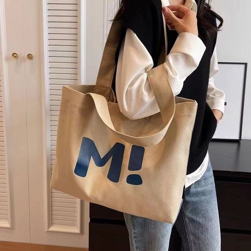 Canvas bag for women, large capacity, durable, supermarket shopping bag, simple and versatile, 2024 new style, single-shoulder, hand-held, tote bag