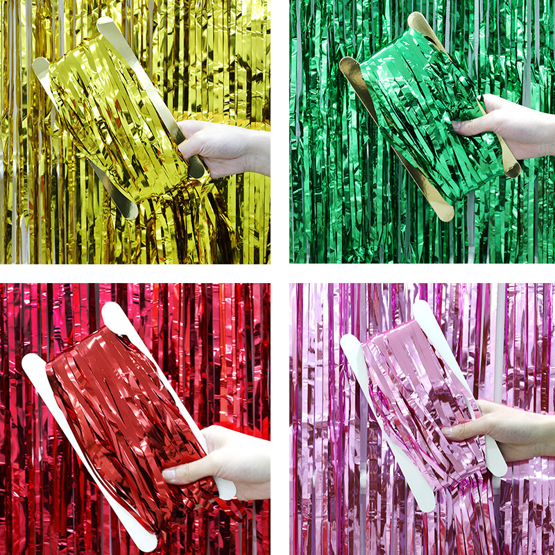 Decoración del banquete de boda lluvia cortina de seda globo de cumpleaños foto de fondo pared vestir lluvia cinta de seda tira de lana al por mayor